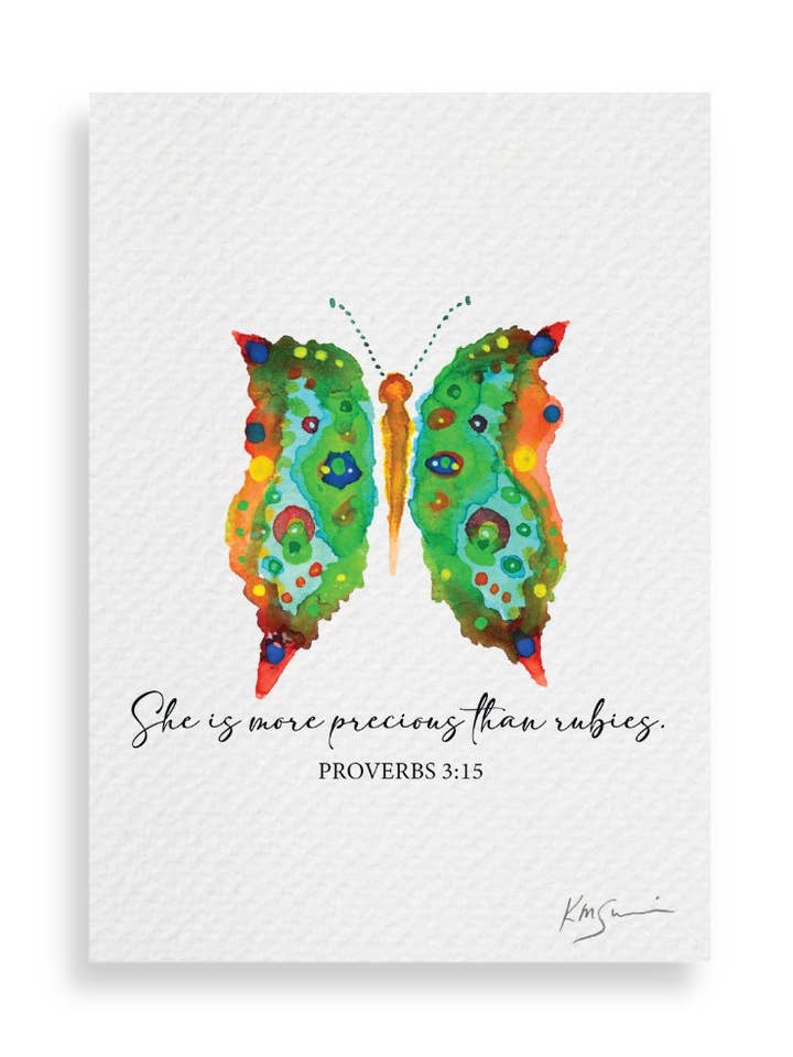Precious Butterfly Watercolor Print- signed by artist- Kate Marie Sulick for wholesale by Kate Marie Sulick