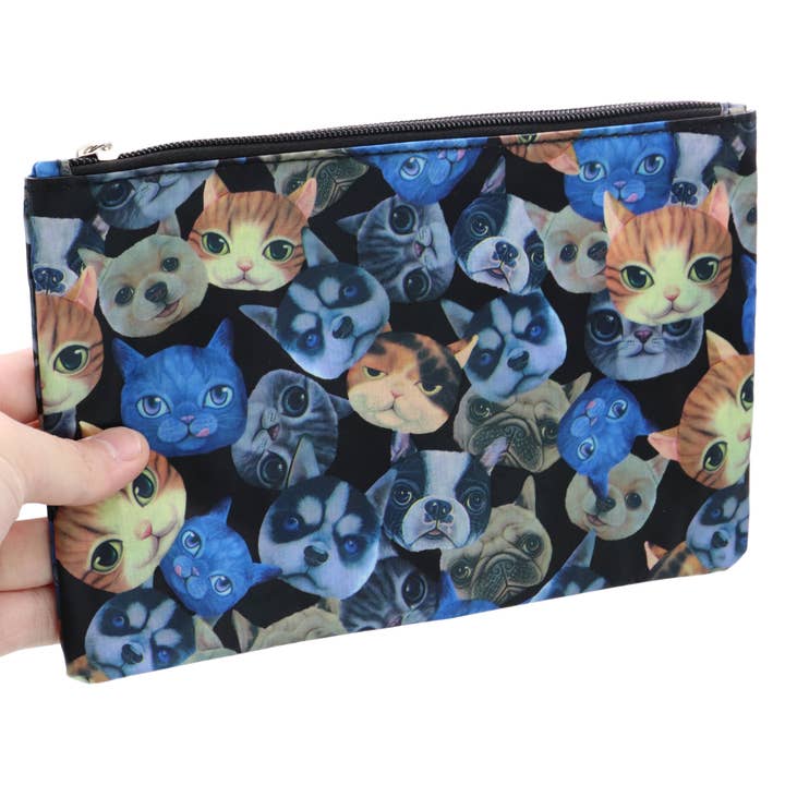 Cap Zone - Wholesale Clutch Bag - Women's - Cat & Dog Pet Friends Matte PVC Zipper Clutch Bag2