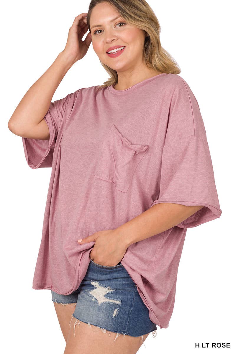 42POPS – Engroshandel T-shirt – til kvinder – 42POPS Plus Oversized boyfriend t-shirt med rå kanter5