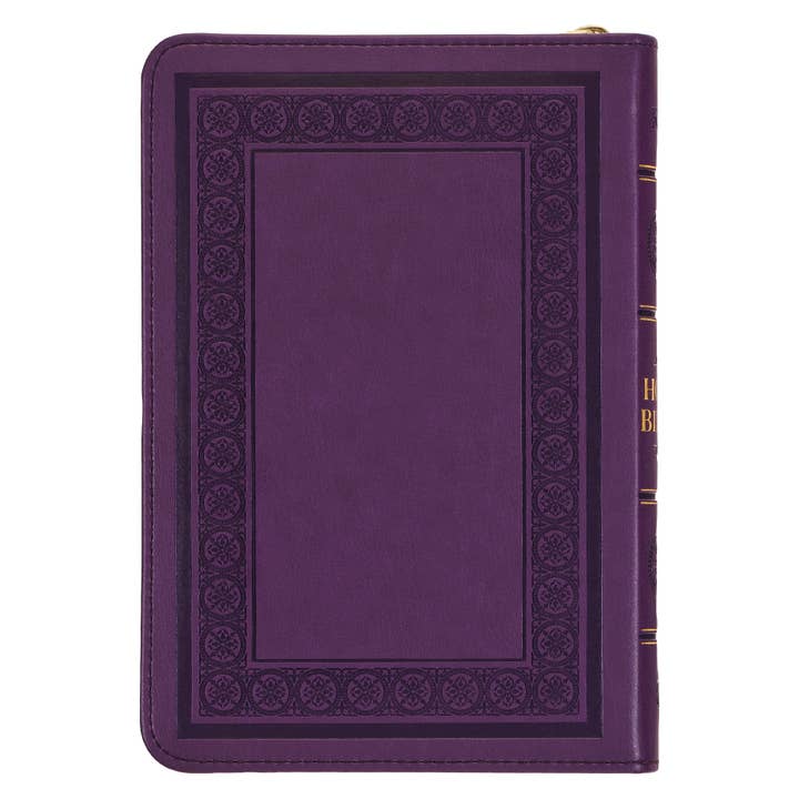 Christian Art Gifts - Wholesale Book - Adult - KJV Bible Compact Faux Leather, Purple w/zipper