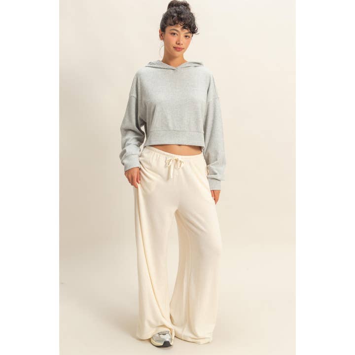 Double Zero - Wholesale Hoodie - Women's - Drop Shoulder Casual Cropped Ribbed Hoodie22