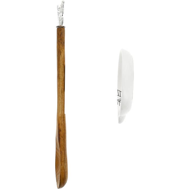 Pavilion - Wholesale Spoon Rest - Grandma - 4" Spoon Rest with Decorative Bamboo Spoon