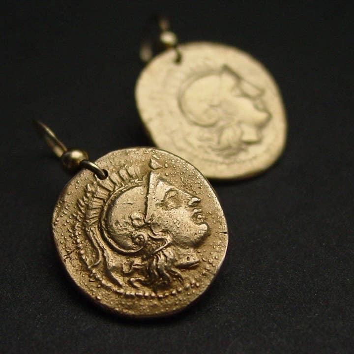 Athena 160 BC Coin Earrings for wholesale by Vis a Vis Jewelry