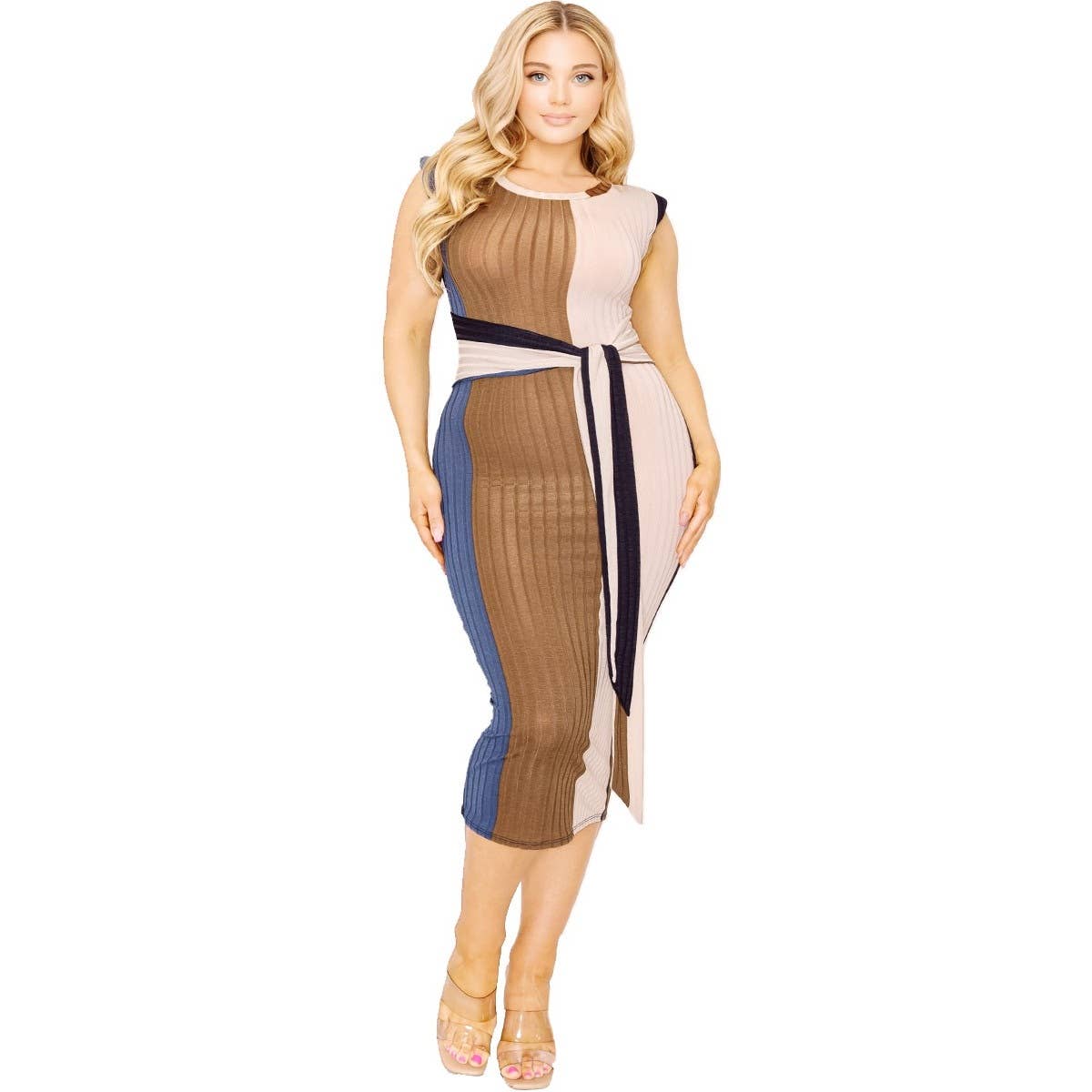 Black Pearl Clothing - Wholesale Dress - Women's - PLUS VIBRANT CURVES RIBBED DRESS1