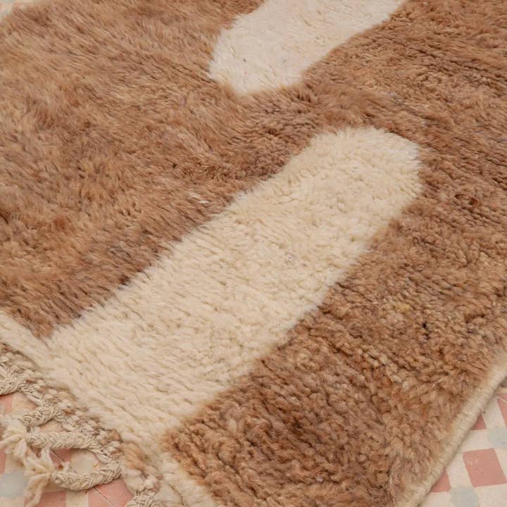 Néda – Engroshandel Løst tæppe – Moderne Beni Ouarain Berber Tæppe Farverigt Brun Beige Mørk Hvid - 158 x 115 cm