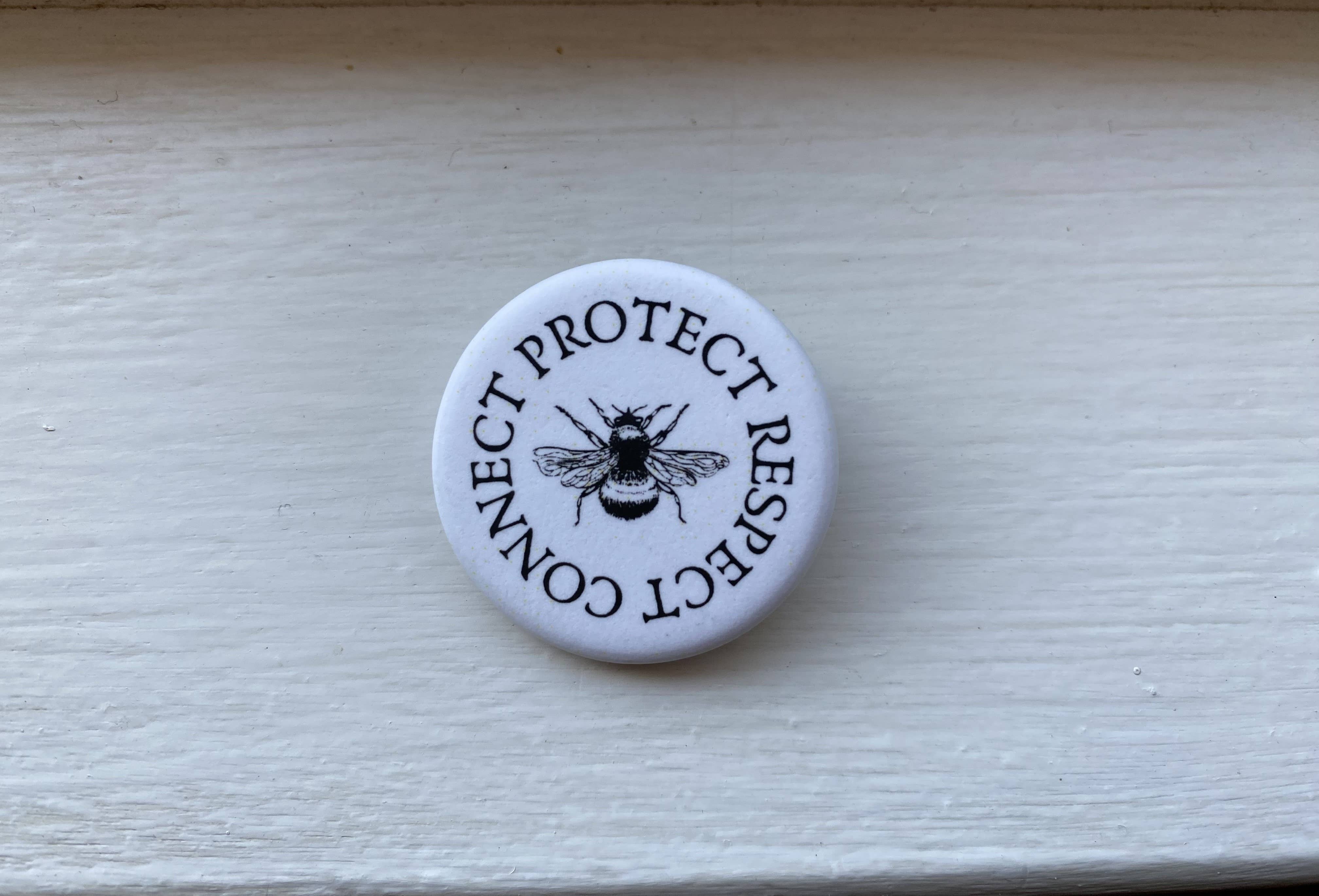 Freethinker Paper Co. - Wholesale Lapel Pin/Button - soft matte eco-friendly button pin ~ Connect Protect Respect0