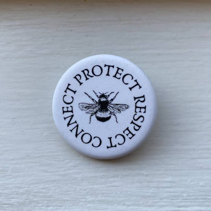 Freethinker Paper Co. - Wholesale Lapel Pin/Button - soft matte eco-friendly button pin ~ Connect Protect Respect0