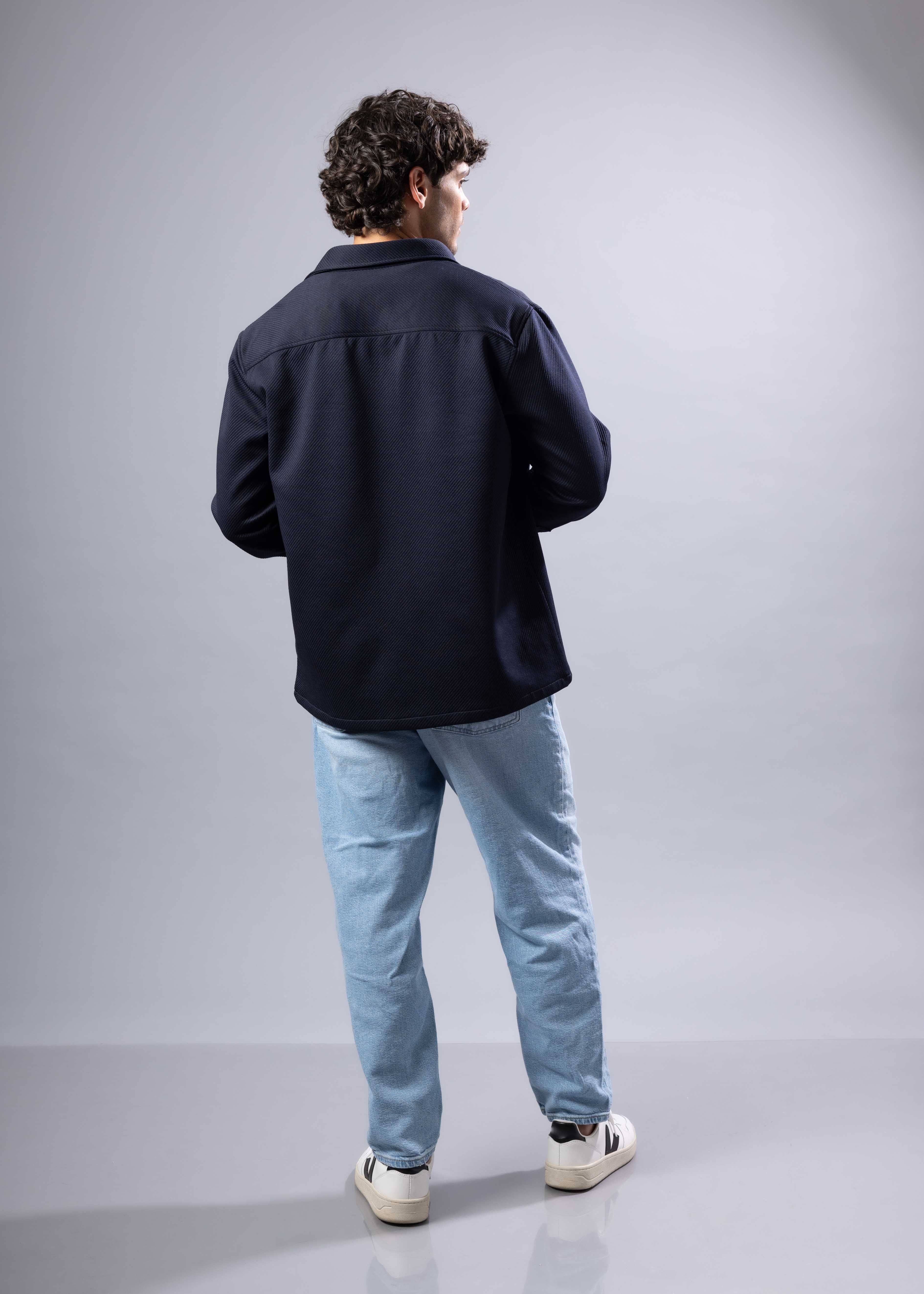 254101 - Men's Navy Textured Twill Shacket for wholesale on Faire3