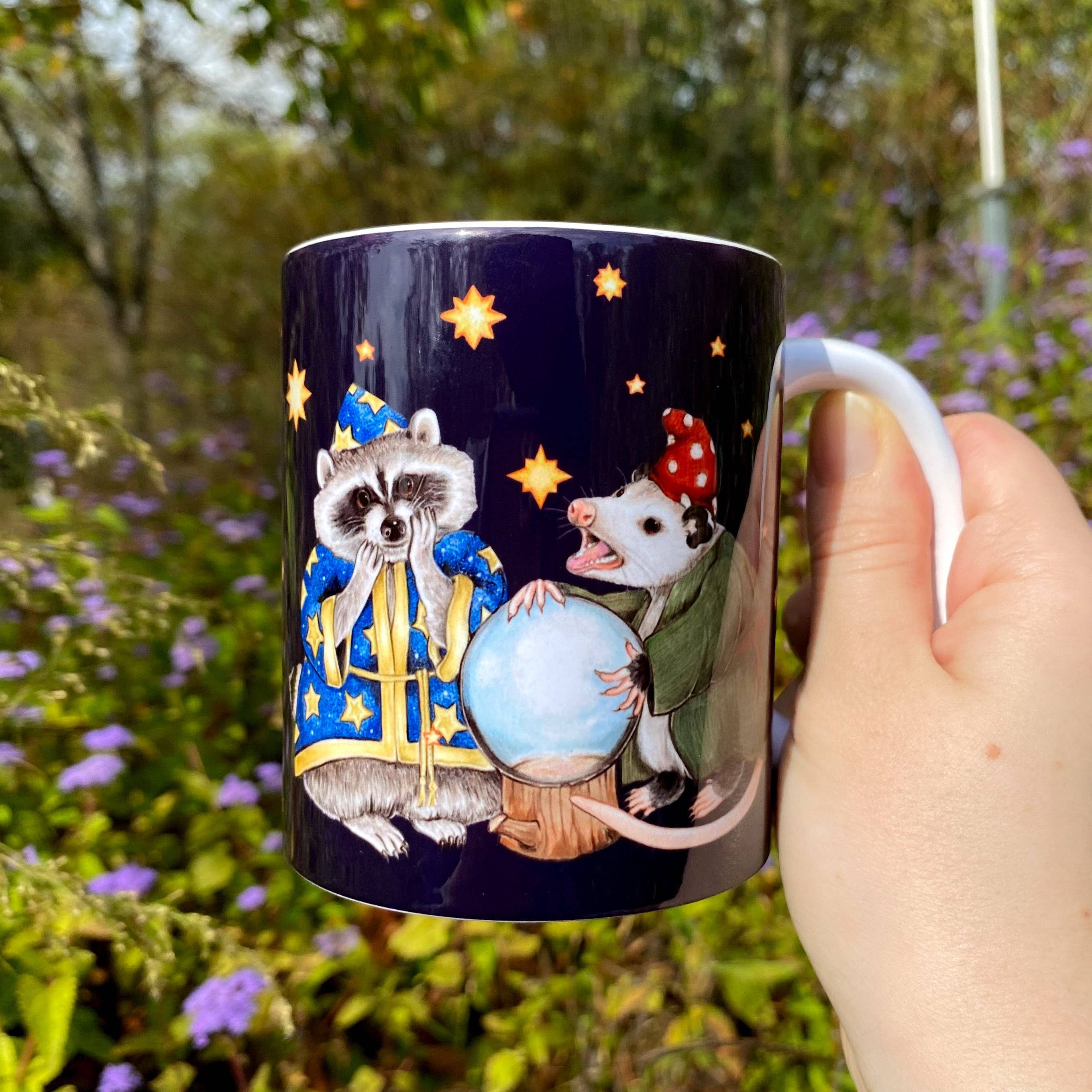 Allison Stoiser Art – wholesale Coffee mug – Wizard Raccoon and Mystical Opossum Mug1