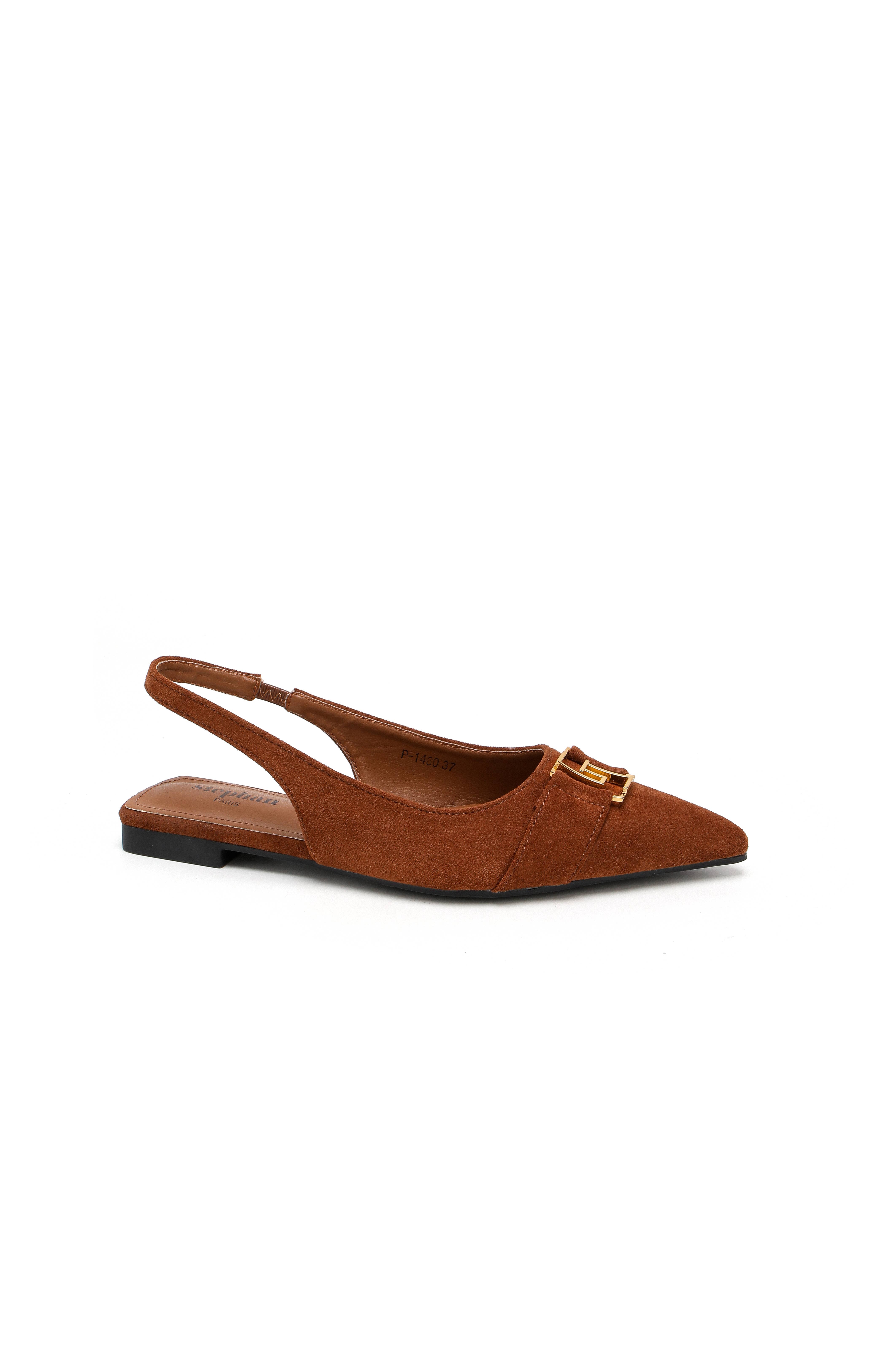 Black Slingback ballerina – Suede effect with jewel P-1460 for wholesale on Faire3