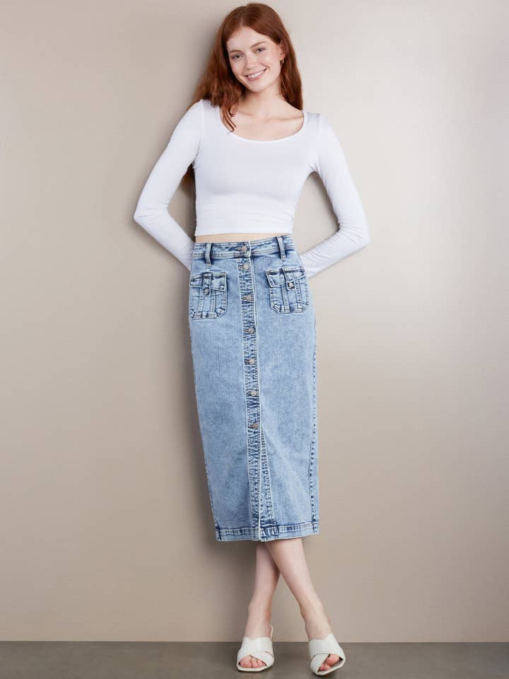 Nederdel foran med tab lommeknap for engroshandel hos WASH LAB