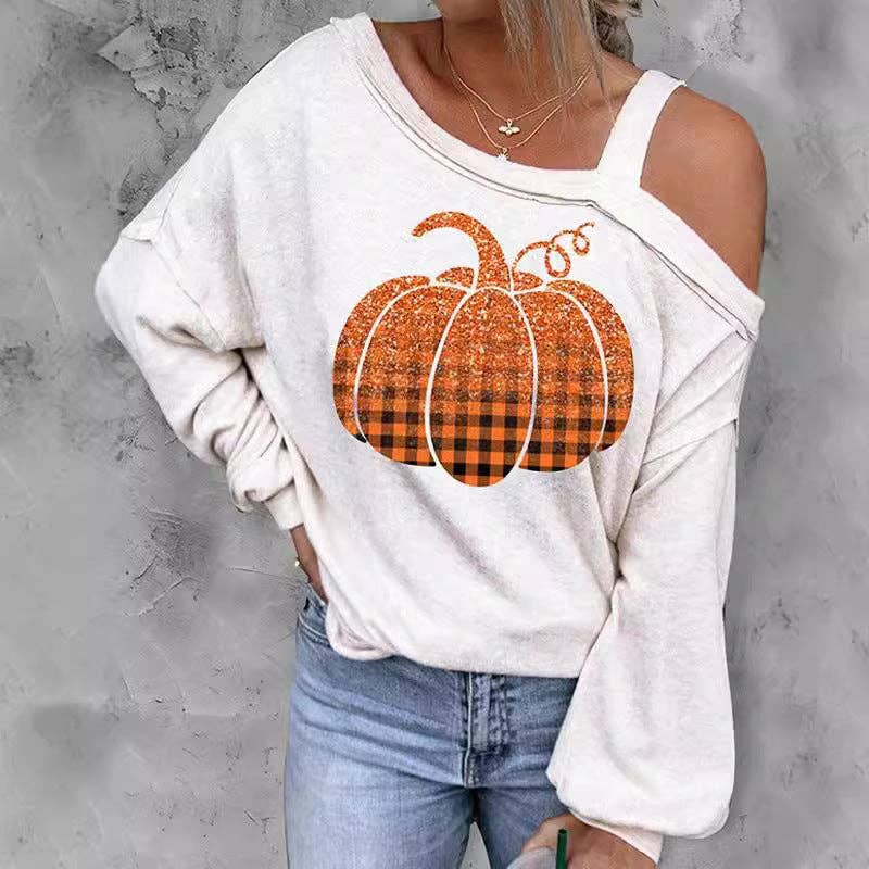 SALINA TRADING INC - Wholesale Graphic Sweatshirt - Women's - Halloween Women Cool Shoulder Sweatshirt with 3D Effect12