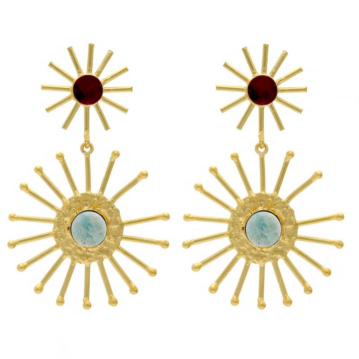 Grimsby Ohrringe in Dunkelrot und Amazonit für den Großhandel von ACUS