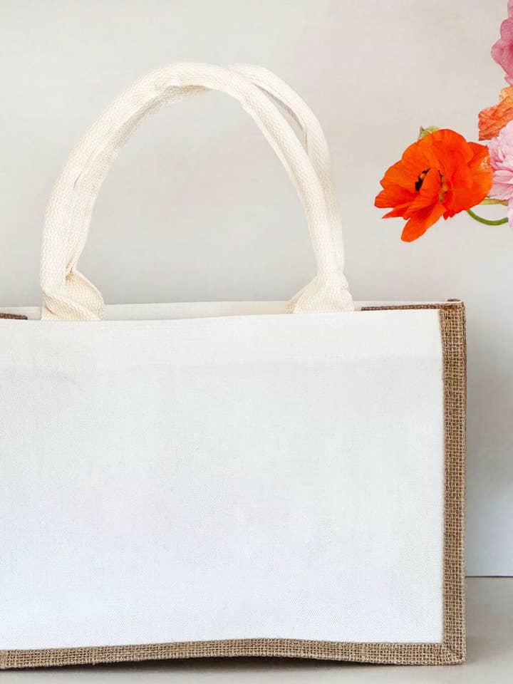 Sac cadeau vierge en jute et toile pour la vente par Whim and Whimsy Gift Co.