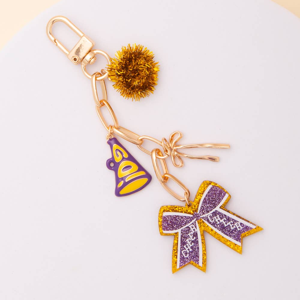 SP Sophia Collection - Wholesale Keychain - Women's - Bag Charm Keychain with Pom Pom and Bow2