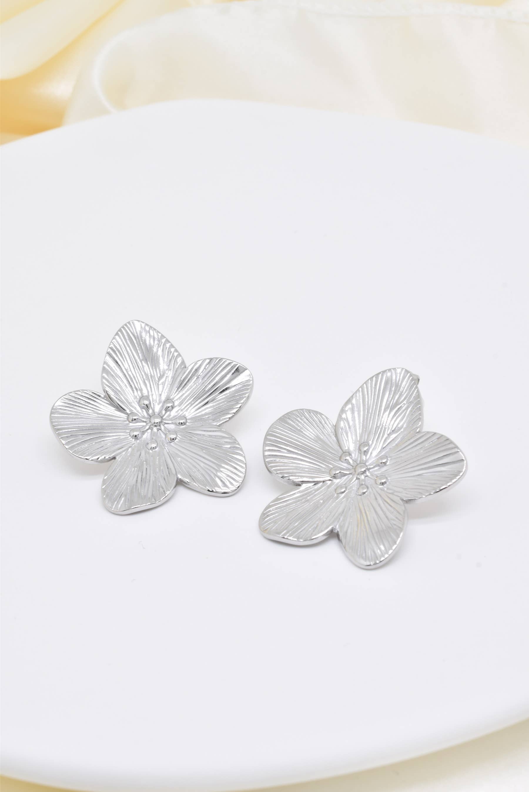 Kapyco - Vendita all'ingrosso Orecchini a bottone - Orecchini a fiore in acciaio inox - BO1002452