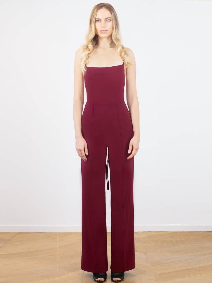 Luna Dungaree Jumpsuit - Mulberry for wholesale by AQ/AQ