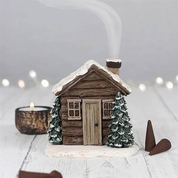 Delmar Decor - Wholesale Incense Holder - Christmas cottage incense burner - Log cabin