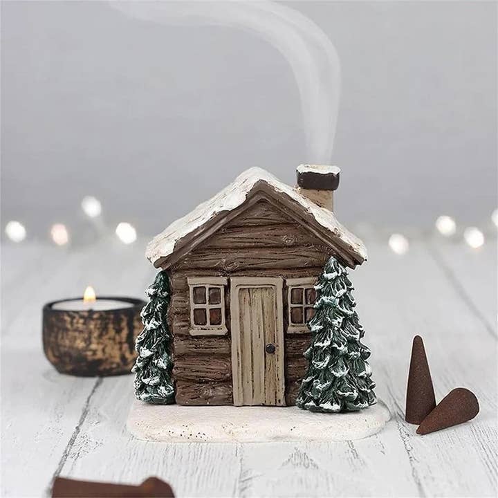 Delmar Decor – wholesale Incense holder – Christmas cottage incense burner - Log cabin