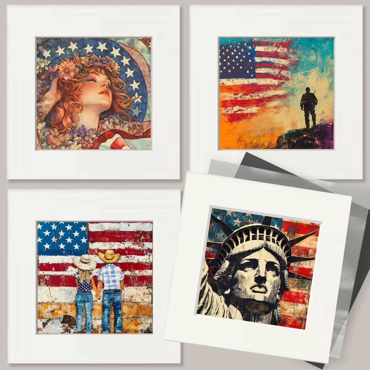 Mowbi - Wholesale Kunstprint - Vintage American Liberty - Amerikaanse patriottische muurkunstafdrukken - Kunstdruk van 8 „x10" voor frame van 11"x14"2