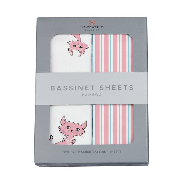 Playful Kitty & Candy Stripe Changing Pad Cover/Bassinet for wholesale by Newcastle Classics