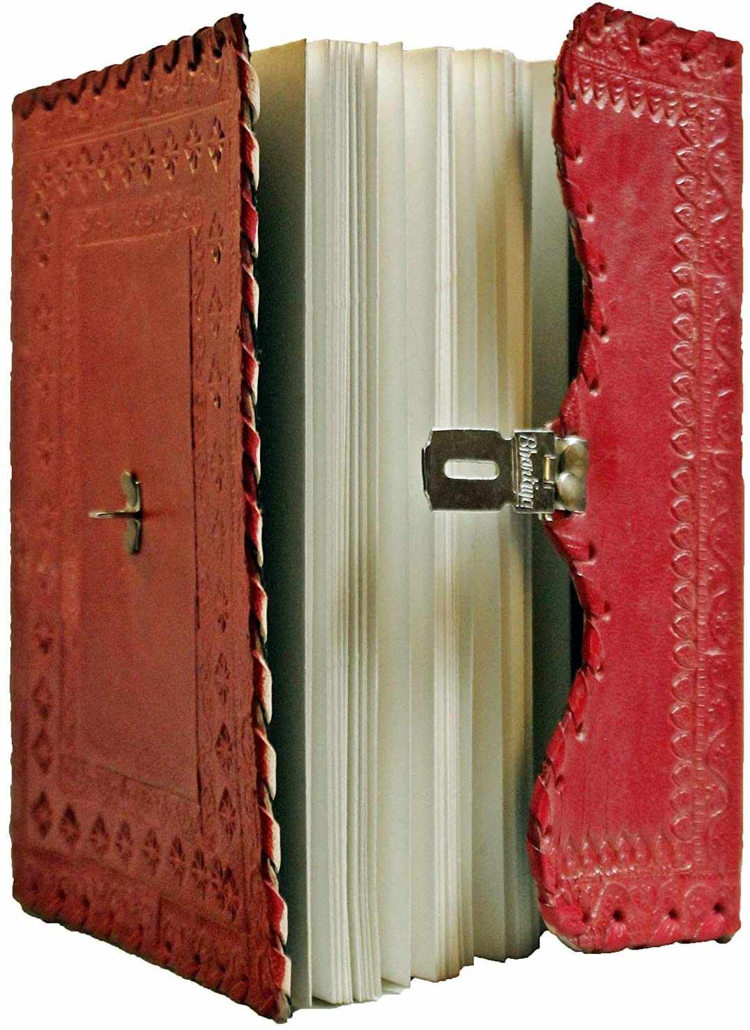 Tuzech Leather - Vente Journal intime - Journal en cuir TUZECH pour hommes et femmes, carnet en cuir pour écrire des poèmes, carnet de croquis, carnet de notes pour tenir des registres, mémoire personnel avec serrure et clé - Non ligné 7 pouces23