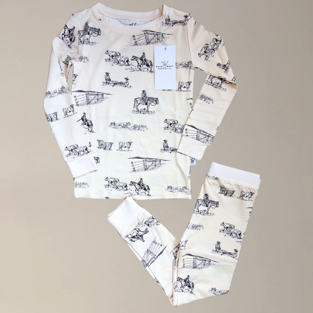 Sage West Clothing Co. - Vente Haut et bas de pyjama – enfant - {Cowboy de la Prairie} Ensemble de Pyjama pour Tout-Petit6