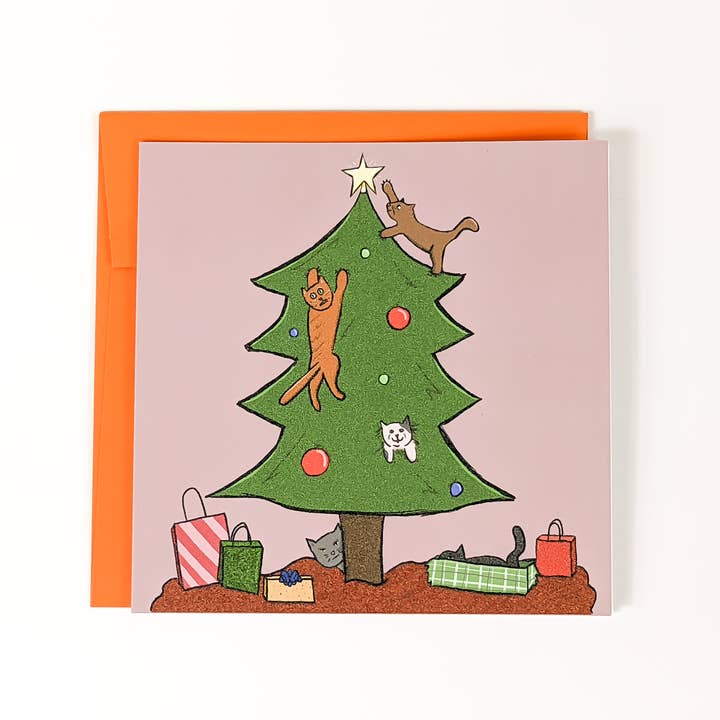 Lustige Weihnachtskatzen-Karte für den Großhandel von Visual Splat