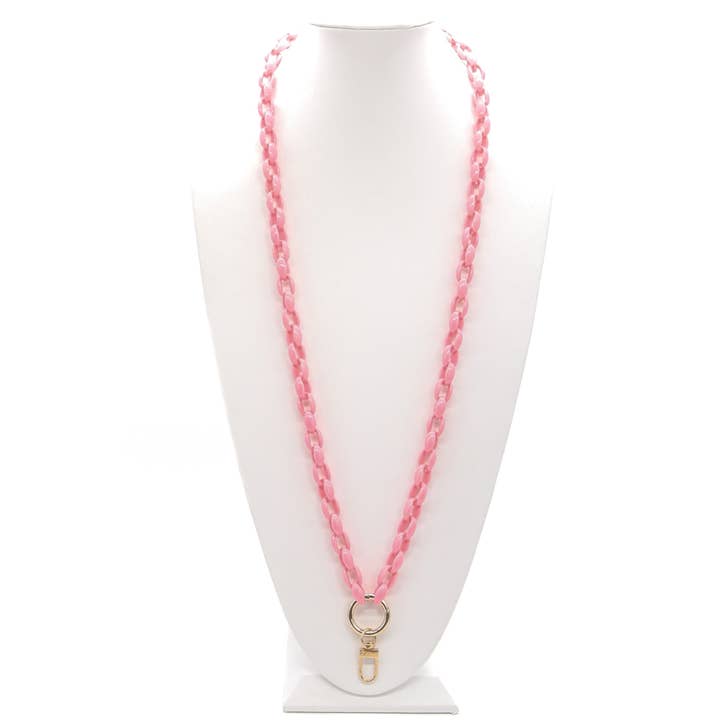 Pastel Pink Lanyard Charm Necklace for wholesale by The Charm Bar Company