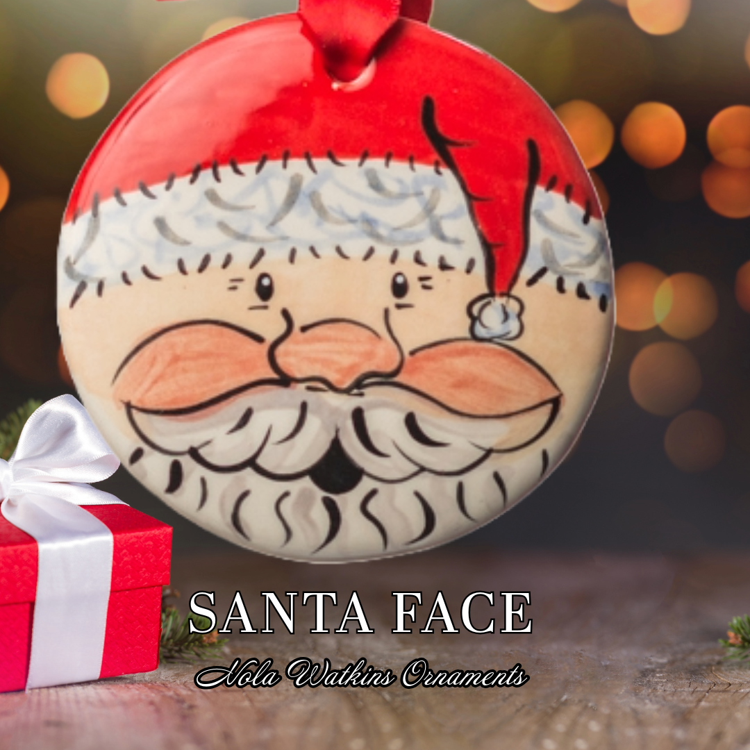 Nola Watkins Ornaments - Wholesale Ornament - Ornaments | Christmas Ornaments | Handpainted | Santa Face1