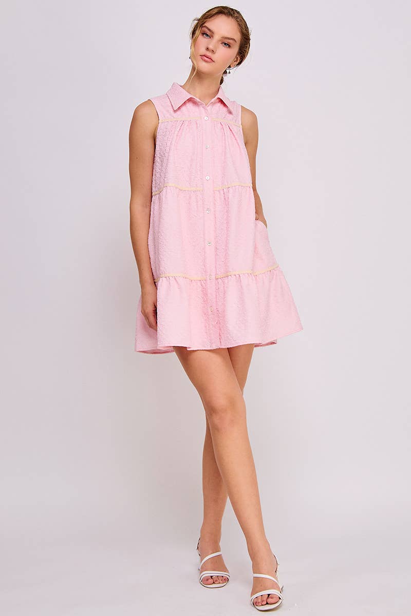 AIBLEE - Venta al por mayor Vestido - Mujer - Vestido mini de vuelo abotonado - Sin mangas16