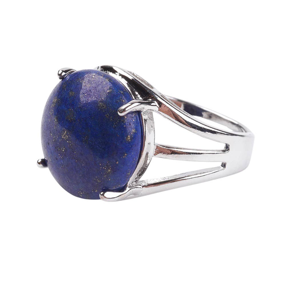 VIE - Vendita all'ingrosso Anelli cocktail/statement - Anello regolabile placcato argento con grande pietra circolare10