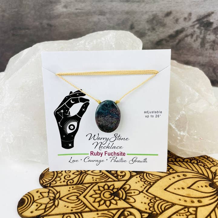 Rock Paradise - Wholesale Pendant/charm necklace - Worry Stone Necklace on Cord - Crystal Thumb Stone - Adjusta8