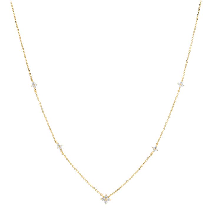 14k SOLID GOLD MULTI-SPARKLE NECKLACE for wholesale by Ofina Jewelry