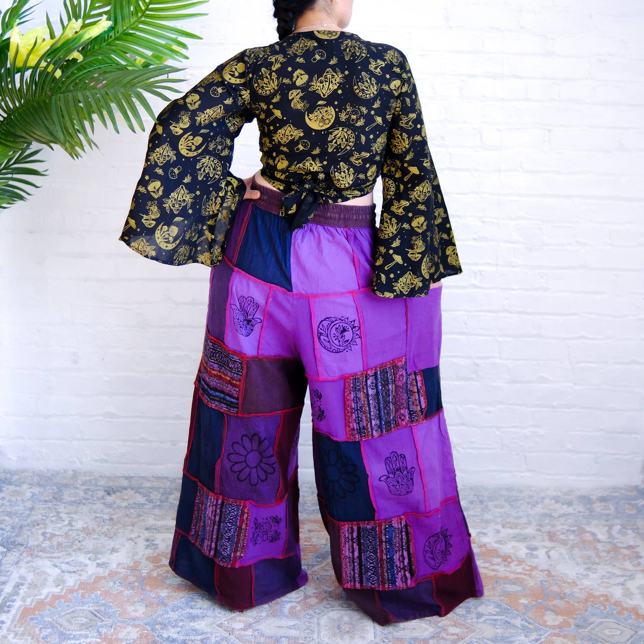 Karma Nepal Crafts - Wholesale Pants - Women's - Cotton Patchwork Wide Leg Boho Pants10