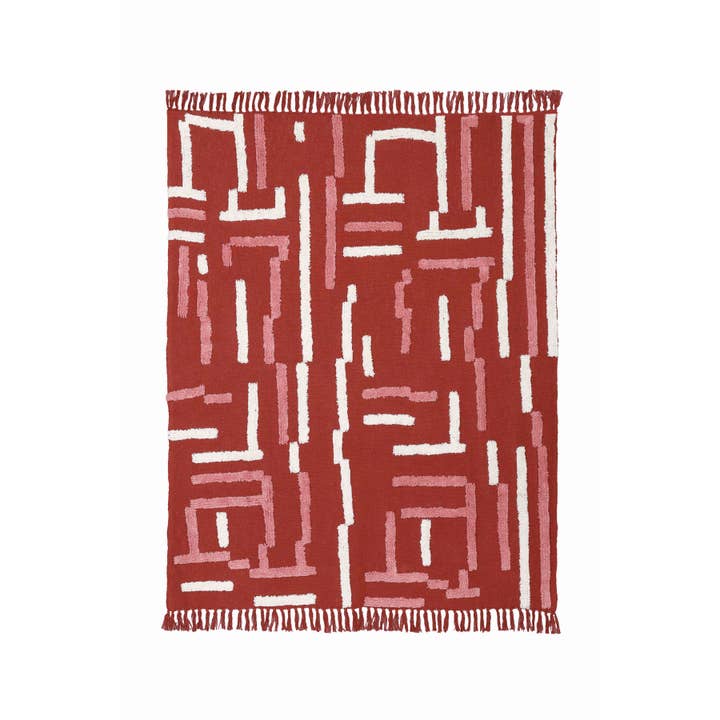 Rani Handmade Boho Throw Blanket, Wine -50x60 Inch for wholesale by Casa Amarosa