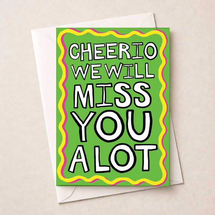 Large Sorry You're Leaving Card - Cheerio for wholesale by Hammond Gower Publications Ltd