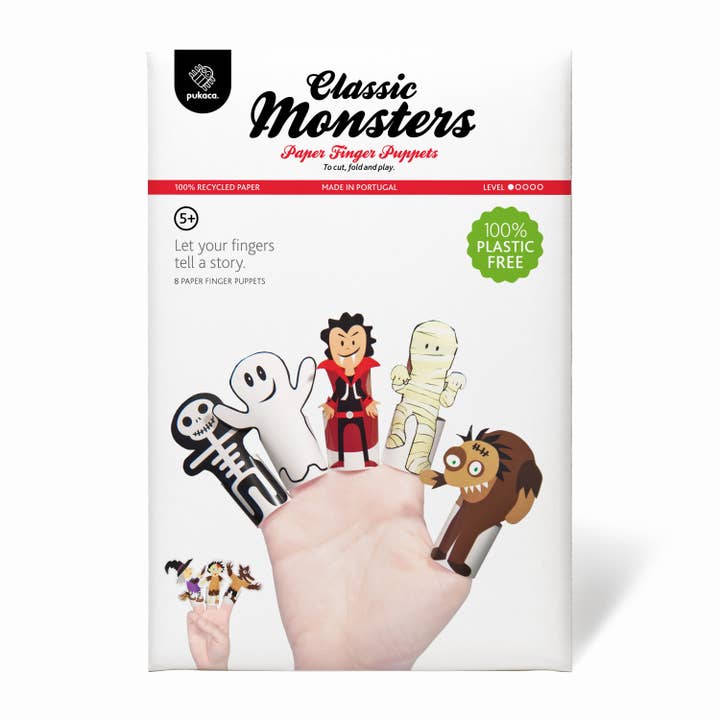 pukaca – Fantoche de dedo - Crianças e bebés por atacado – Fantoches de Papel Clássicos de Monstros para Dedos2