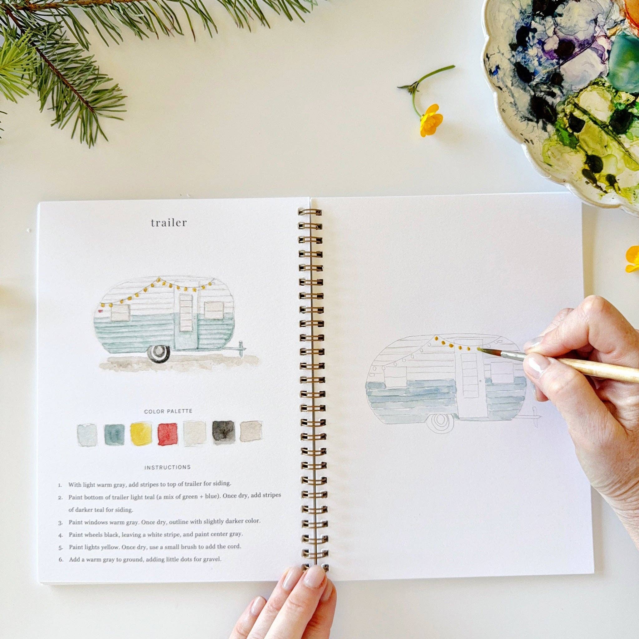 emily lex studio - Wholesale Sketchbook/Sketchpad - camping watercolor workbook7