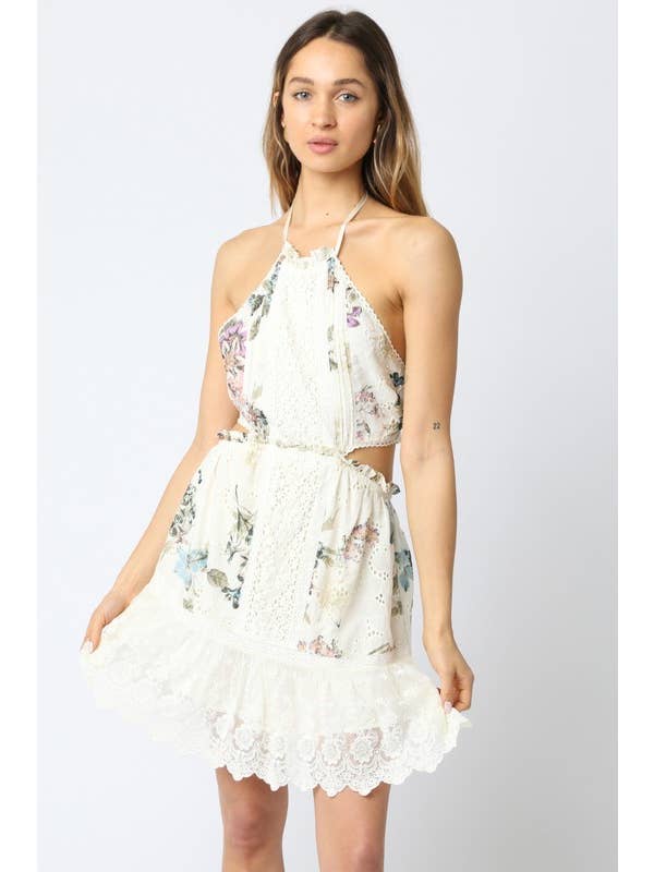 Natural Multi Rorria Floral Dress for wholesale on Faire