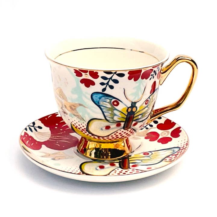 XL Butterfly Teacup and Saucer - 375mL for wholesale by LyndalT