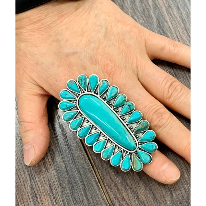 ISAC Trading Inc - Venta al por mayor Anillos grandes/de cóctel - 750301, Turquesa, Anillo Ajustable de Latón3