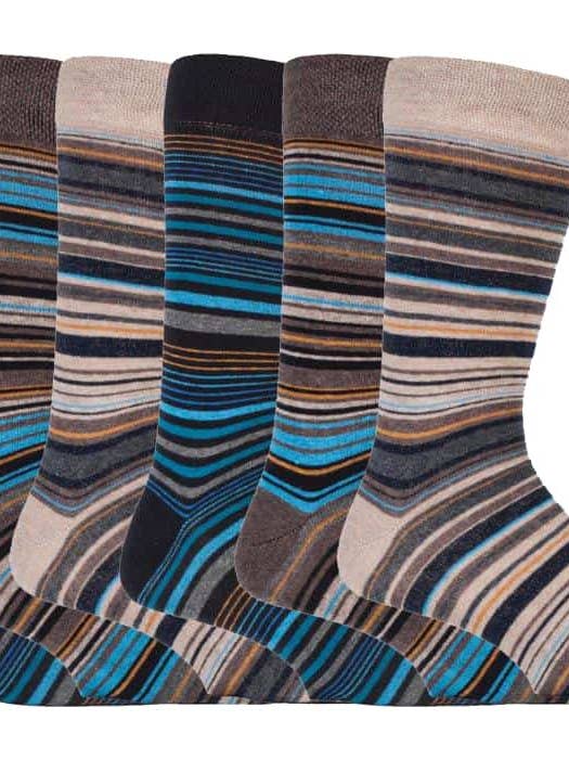 Mens 6 pack colourful striped patterned dress cotton socks for wholesale by Pontivia Commerce