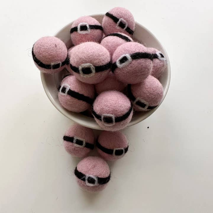 One Pink Felt Santa Buckle Felt Ball - 3cm for wholesale by Sewing Seeds Play