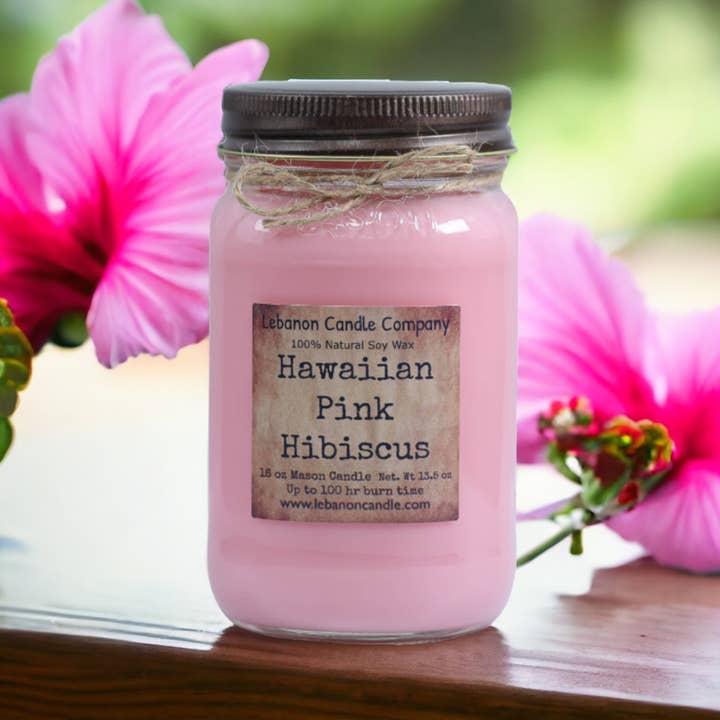 Lebanon Candle Company - Wholesale Jar/Filled Candle - Hawaiian Pink Hibiscus Candle