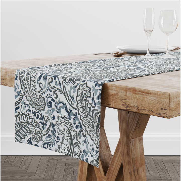 Blue Paisley Table Runner for Table Decor for wholesale by Blue Haven Decor