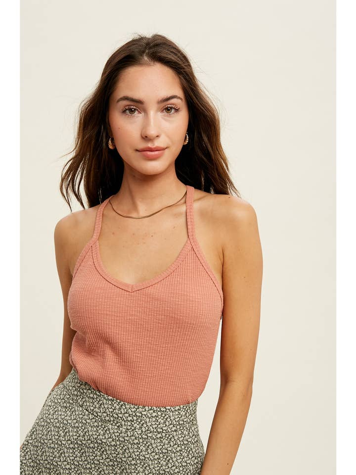 TOP DE ALÇAS CAVADAS CANELADO / WL18-1891 por atacado de Wishlist Apparel