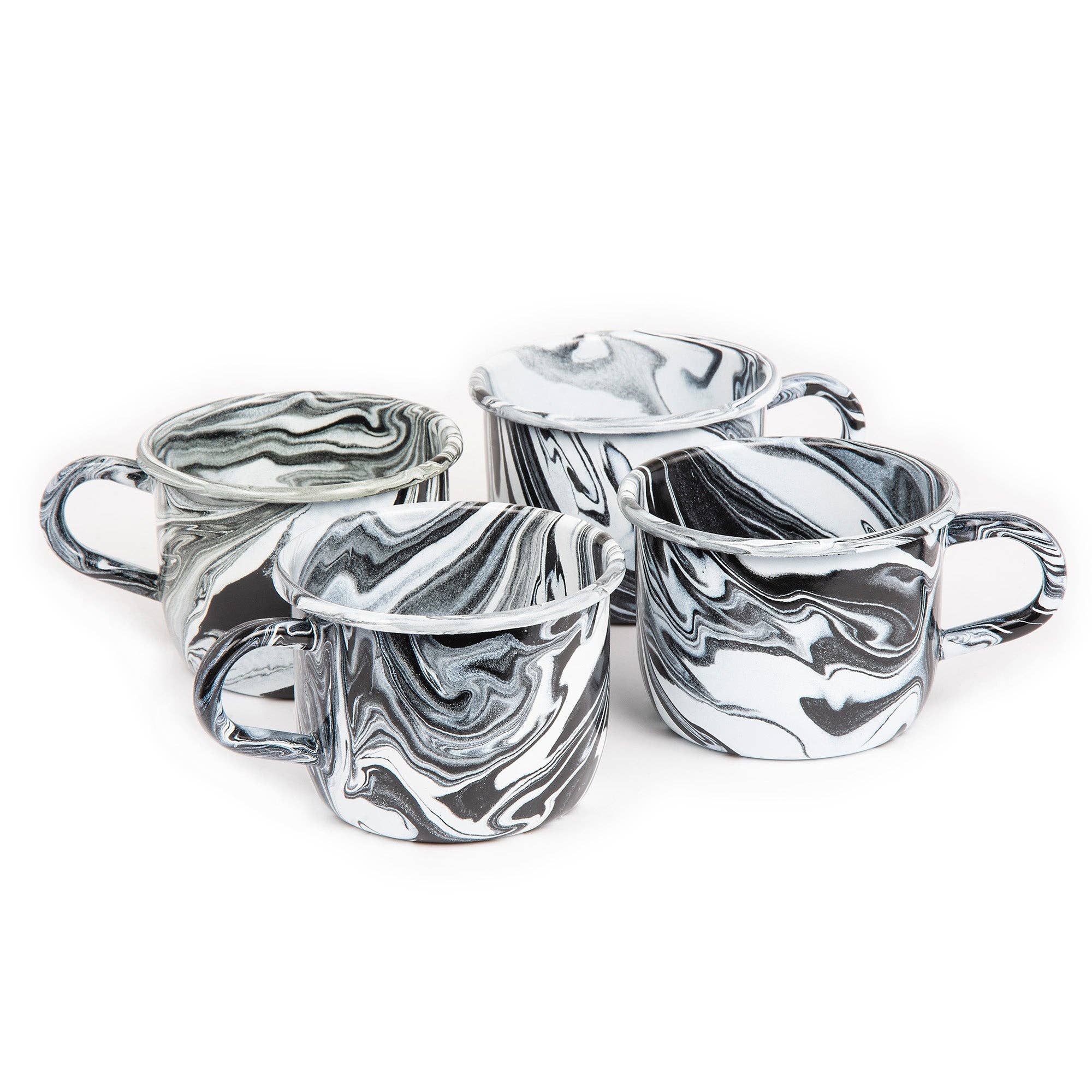 Artesano | Home Decor - Wholesale Coffee Mug - Enamel Mug Set, (4) Piece Enamelware Mug Set, Service for 4, Marbled1