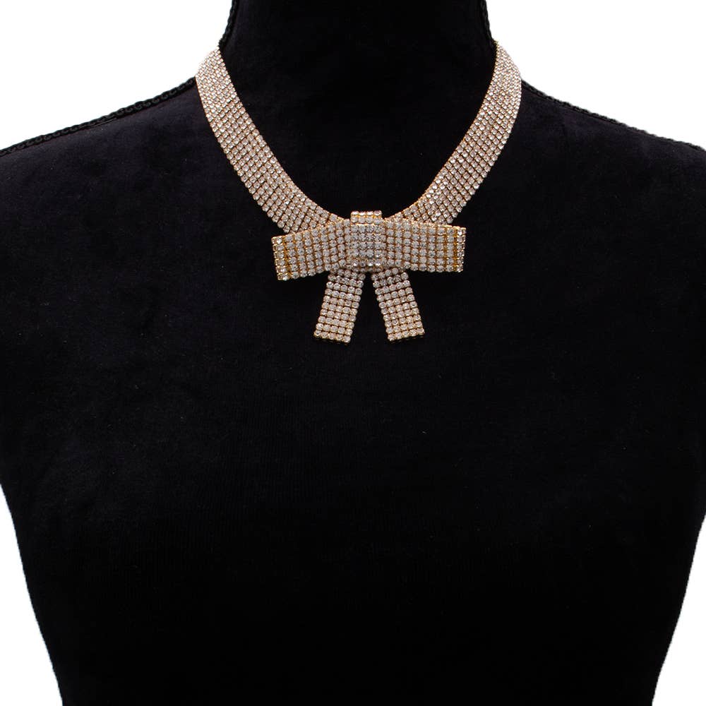 G RHINESTONE RIBBON BOW CHOKER, PN 69415 for wholesale on Faire0