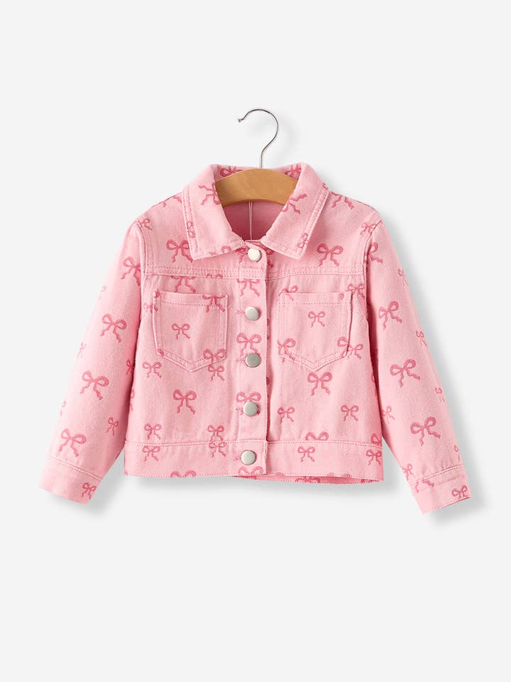 Rylee Faith Designs – wholesale Buttoned-down shirt – Kids – Pink Fall Girls Butterfly Print Denim Top5
